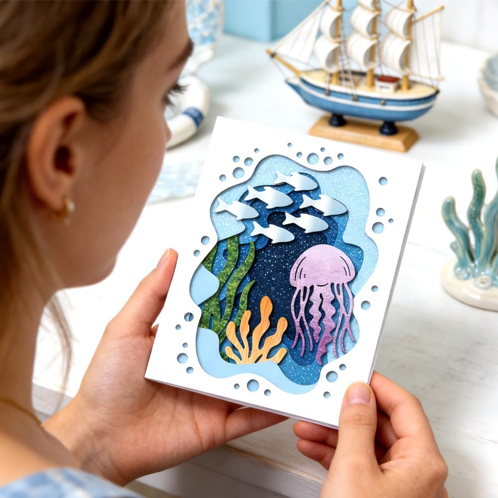 MAYJOYDIY Marine Life Metal Die Cuts Underwater World Cutting Dies Ocean Animals Embossing Template Summer Style Fish Dolphin Cutting Stencils for Card Making DIY Scrapbooking Album Gift Decoration